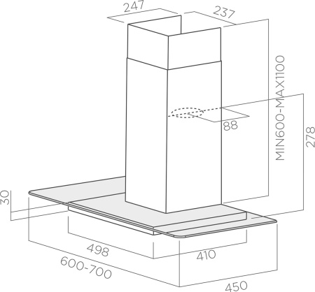 Кухонная вытяжка Elica Flat Glass IX/A/90