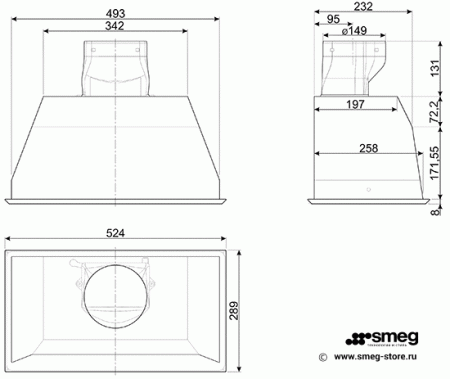 Кухонная вытяжка Smeg Kseg5XSA