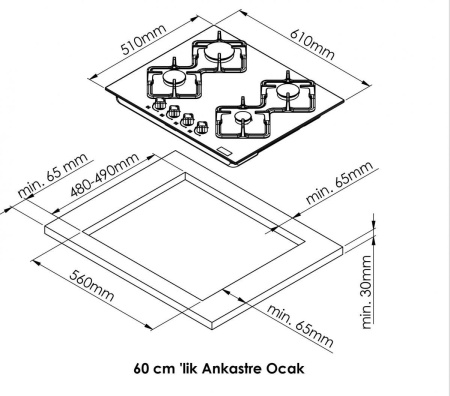 Варочная поверхность Monsher MSG 60 Blanc