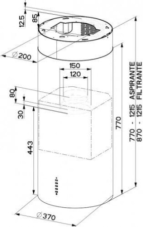 Кухонная вытяжка Faber Cylindra Isola Plus Concrete A37