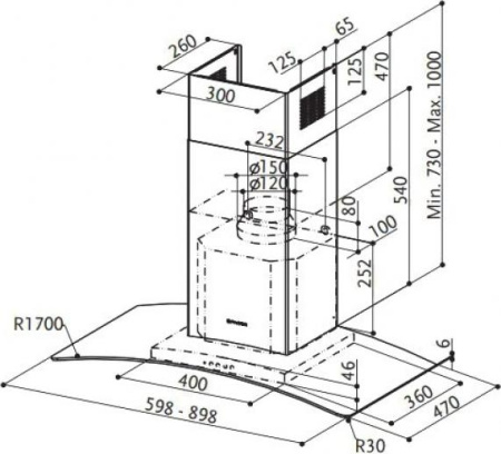 Кухонная вытяжка Faber RAY LED X/V A60