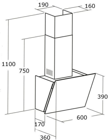Кухонная вытяжка Cata DIO 600 GWH