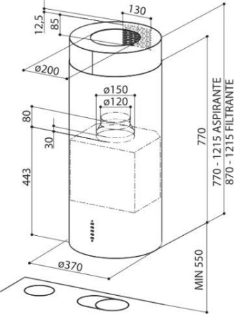 Кухонная вытяжка Faber Cylindra Isola EG10 X A37