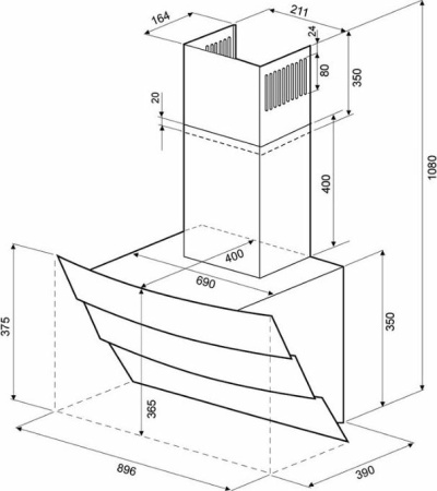 Кухонная вытяжка Krona Inga sensor 900