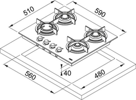 Варочная поверхность Franke FHCR 604 4G HE BK C