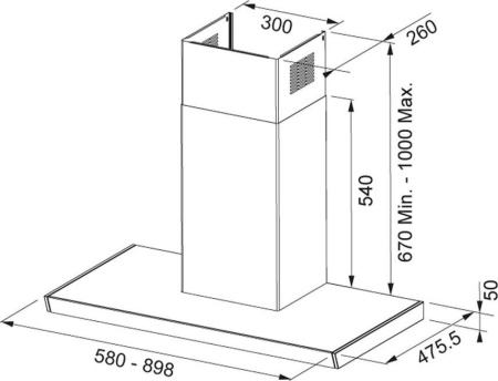 Кухонная вытяжка Franke TS 906 W XS BK