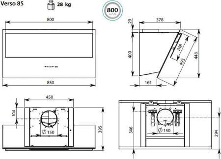 Кухонная вытяжка Falmec Verso 85