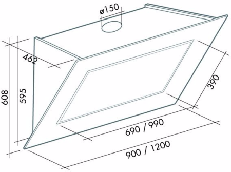 Кухонная вытяжка Falmec Quasar vetro Parete 90