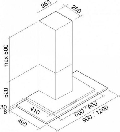 Кухонная вытяжка Falmec Kristal Parete 60 IX/Glass 600