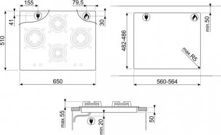 Варочная поверхность Smeg PV364LCN