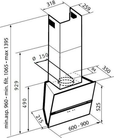 Кухонная вытяжка Korting KHC 69080 GB