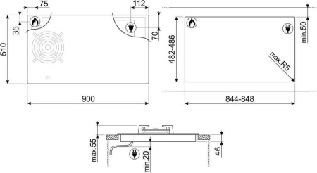 Варочная поверхность Smeg PM6912WLDR