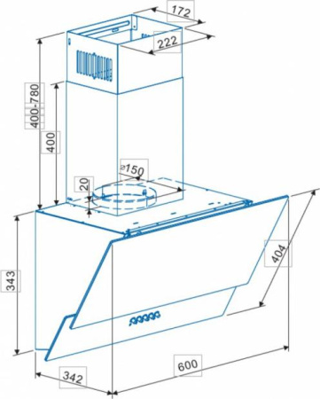 Кухонная вытяжка Cata AG4-A600 BK PB