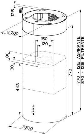 Кухонная вытяжка Faber Cylindra Isola WH Gloss A37