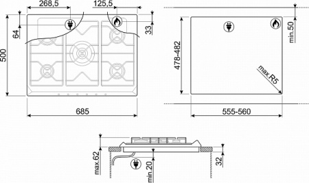 Варочная поверхность Smeg SR775PO