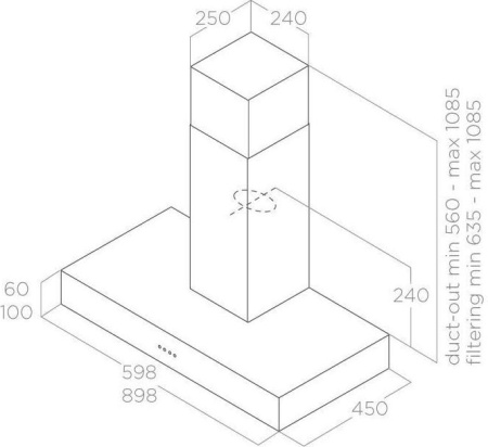 Кухонная вытяжка Elica Spot NG H6 IX/A/90