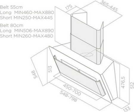 Кухонная вытяжка Elica Belt LUX BL/F/55