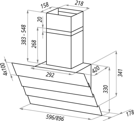 Кухонная вытяжка Maunfeld Cascada Quart 90