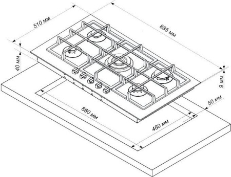 Варочная поверхность Electronicsdeluxe GG51130245F TC-002