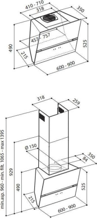 Кухонная вытяжка Korting KHC 99080 GB