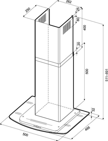Кухонная вытяжка Krona Jasmin 500 Inox/glass