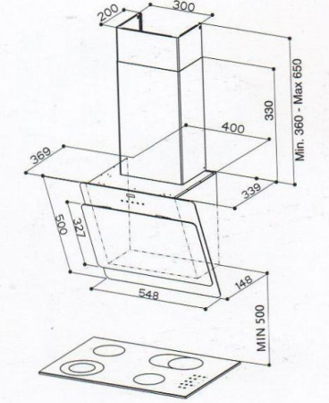 Кухонная вытяжка Faber Cocktail XS BK A55