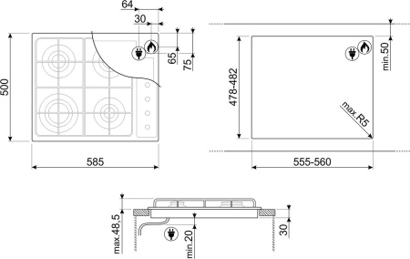 Варочная поверхность Smeg S64S