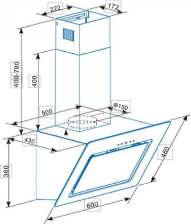 Кухонная вытяжка Cata AG6-A600 Xgwh