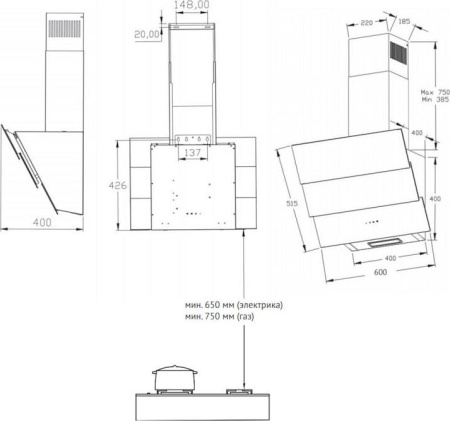 Кухонная вытяжка Korting KHC 68073 GN