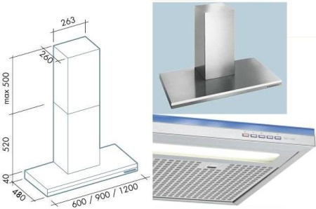 Кухонная вытяжка Falmec Lumen 60 IX 800 ECP