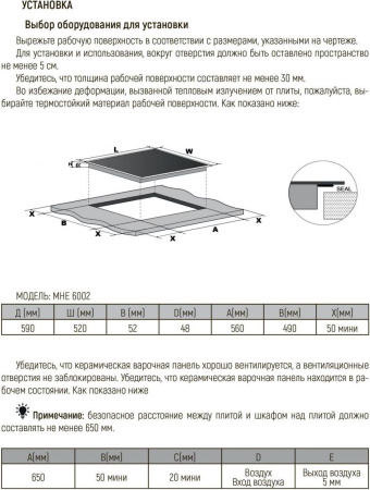 Варочная поверхность Monsher MHE 6002