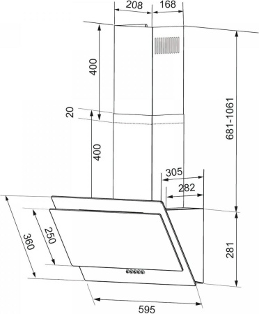 Кухонная вытяжка Krona Venera 600 black S