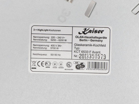 Варочная поверхность Kaiser KCT 6533 F