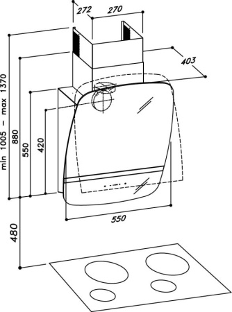 Кухонная вытяжка Sirius Sltc90 W